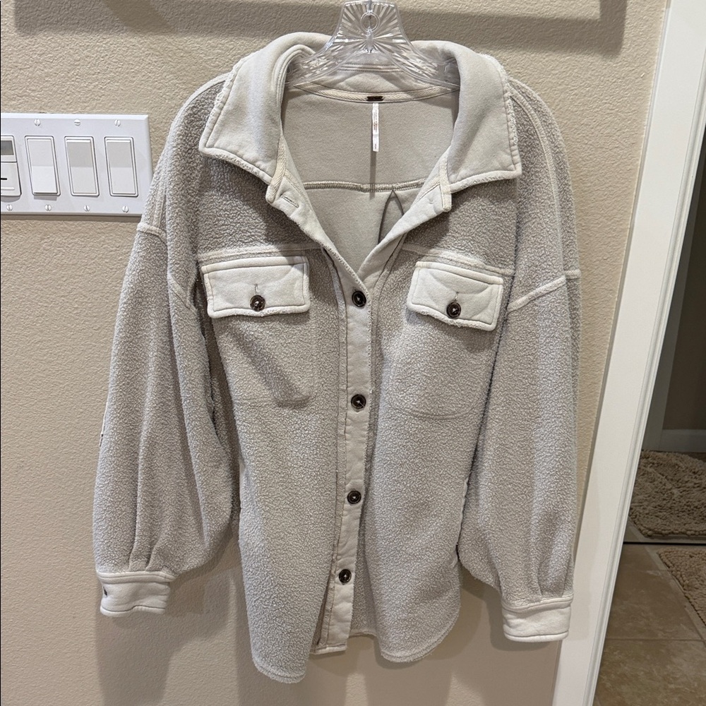 Free People Cream Button-Up Jacket